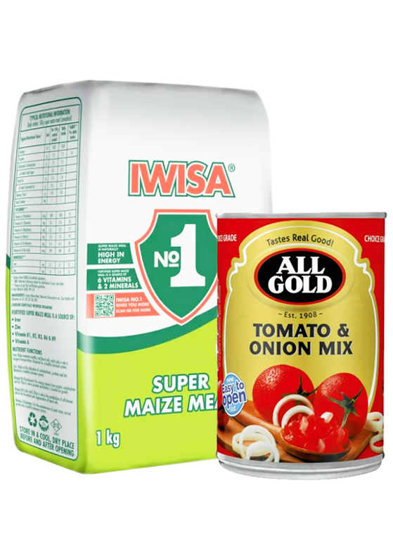 All Gold Tomato & Onion Mix + 1kg Iwisa Mielie Meal