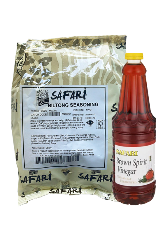 Safari Biltong 1kg + Safari Brown Vinegar 750ml